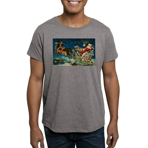 CafePress - Vintage Santa Sleigh T Shirt - Men's Fitted T-Shirt