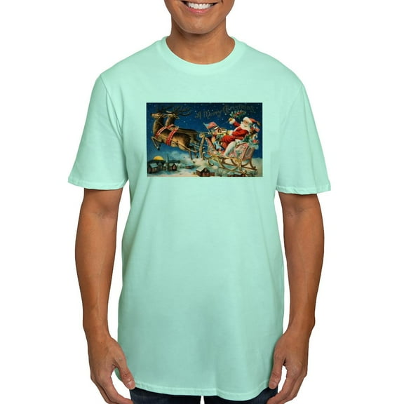 CafePress - Vintage Santa Sleigh T Shirt - Men's Fitted T-Shirt