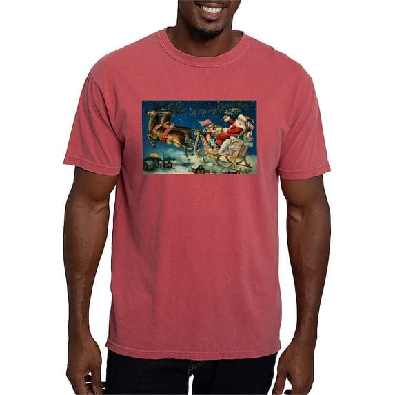 CafePress - Vintage Santa Sleigh T Shirt - Mens Comfort Colors Shirt