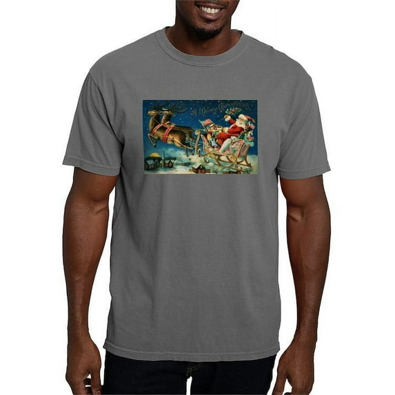 CafePress - Vintage Santa Sleigh T Shirt - Mens Comfort Colors Shirt