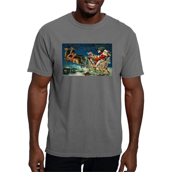 CafePress - Vintage Santa Sleigh T Shirt - Mens Comfort Colors Shirt