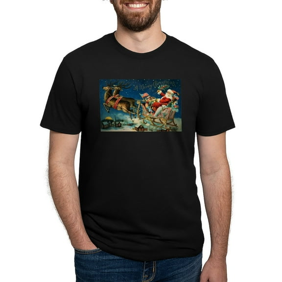 CafePress - Vintage Santa Sleigh T Shirt - Mens Tri-blend T-Shirt