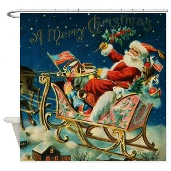 CafePress - Vintage Santa Sleigh - Unique Fabric Shower Curtain 70" x 72"