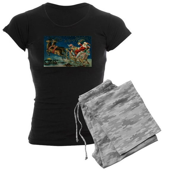 CafePress - Vintage Santa Sleigh - Women's Dark Pajamas