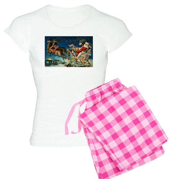 CafePress - Vintage Santa Sleigh - Women's Light Pajamas