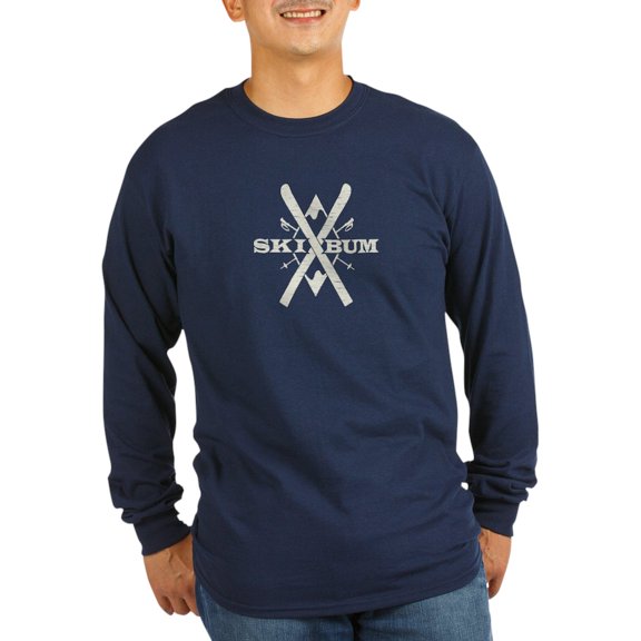 CafePress - Vintage Ski Bum Long Sleeve Dark T Shirt - Long Sleeve Dark T-Shirt