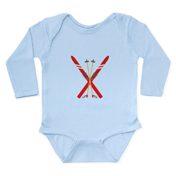 CafePress - Vintage Ski Poles Body Suit - Long Sleeve Cotton Baby Bodysuit