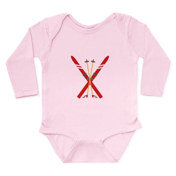 CafePress - Vintage Ski Poles Body Suit - Long Sleeve Cotton Baby Bodysuit
