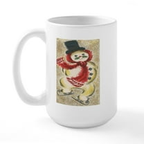 CafePress - Vintage Snowman Large Mug - 15 oz Ceramic Large White Novelty Mug