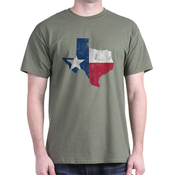 CafePress - Vintage Texas State Outline Flag T Shirt - Men's Classic Graphic Cotton T-Shirt