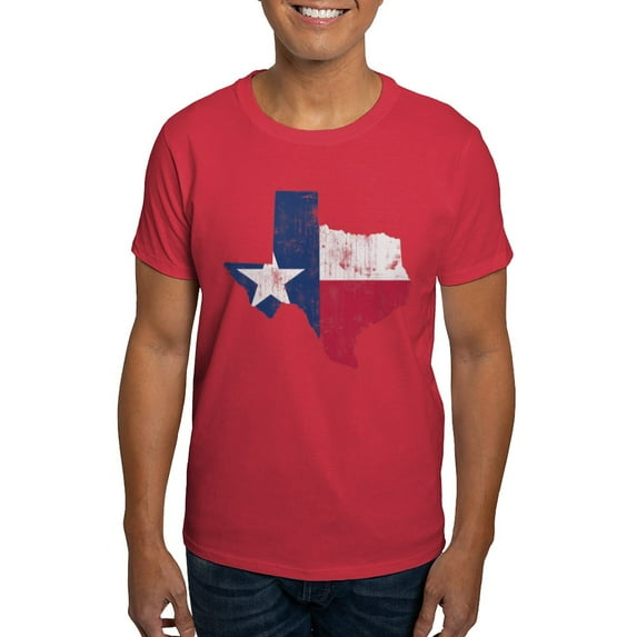 CafePress - Vintage Texas State Outline Flag T Shirt - Men's Classic Graphic Cotton T-Shirt