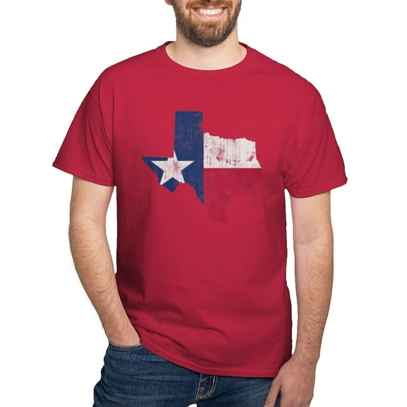 CafePress - Vintage Texas State Outline Flag T Shirt - Men's Classic Graphic Cotton T-Shirt