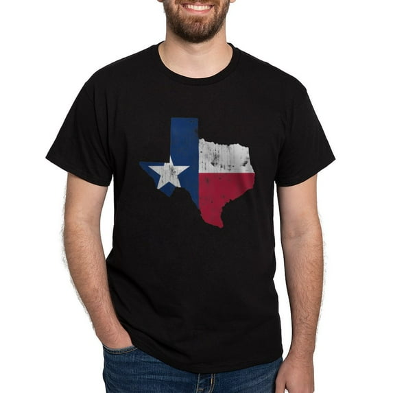 CafePress - Vintage Texas State Outline Flag T Shirt - Men's Classic Graphic Cotton T-Shirt