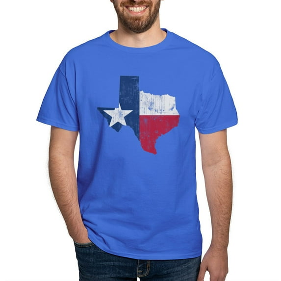 CafePress - Vintage Texas State Outline Flag T Shirt - Men's Classic Graphic Cotton T-Shirt