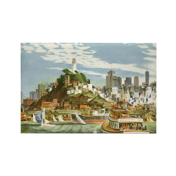 CafePress - Vintage Travel Poster San Francisco Magnets - Rectangle Magnet, 2"x3" Refrigerator Magnet