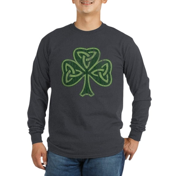 CafePress - Vintage Trinity Shamrock Long Sleeve Dark T Shirt - Long Sleeve Dark T-Shirt