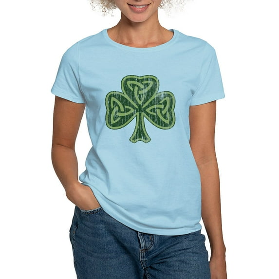 CafePress - Vintage Trinity Shamrock Women's Light T Shirt - Women's Classic T-Shirt