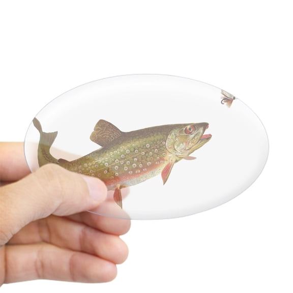 CafePress - Vintage Trout Fishing Illustration - Sticker (Oval)