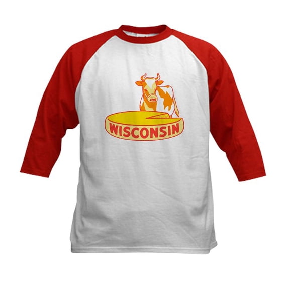 CafePress - Vintage Wisconsin Cheese Baseball Jersey - Kids Cotton Baseball Jersey, 3/4 Sleeve Shirt