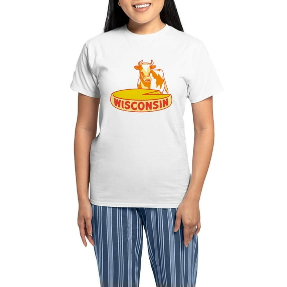 CafePress - Vintage Wisconsin Cheese Pajamas - Women's Short Sleeve Print T-Shirt and Pants Light Cotton Pajama Set