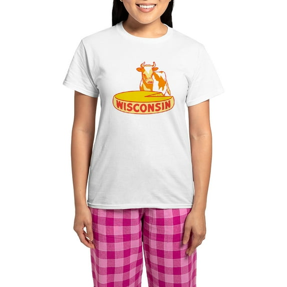 CafePress - Vintage Wisconsin Cheese Pajamas - Women's Short Sleeve Print T-Shirt and Pants Light Cotton Pajama Set