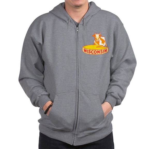 CafePress - Vintage Wisconsin Cheese Zip Hoodie - Zip Hoodie, Classic Hooded Sweatshirt with Metal Zipper