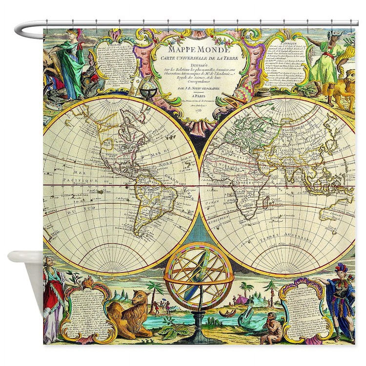 CafePress - Vintage World Map - Unique Fabric Shower Curtain 70" x 72 ...