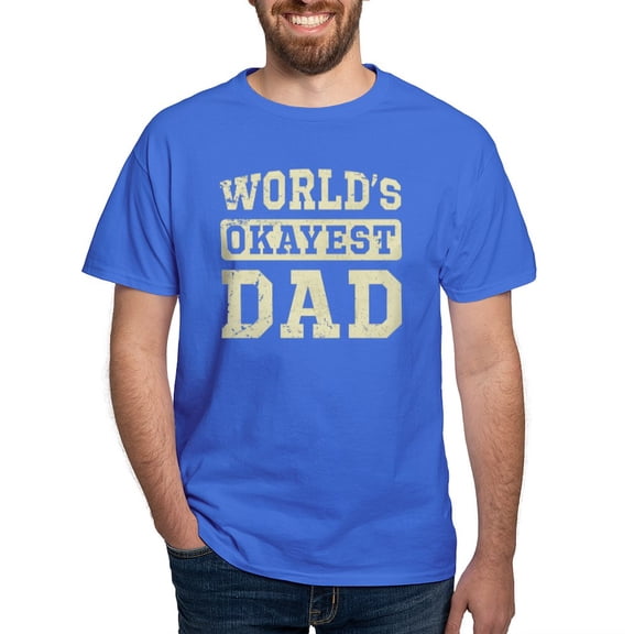CafePress - Vintage World's Okayest Dad Dark T Shirt - Men's Classic Graphic Cotton T-Shirt
