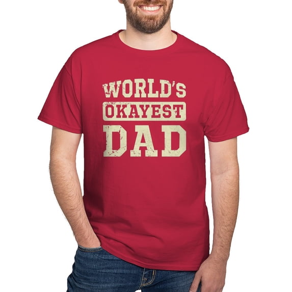 CafePress - Vintage World's Okayest Dad Dark T Shirt - Men's Classic Graphic Cotton T-Shirt