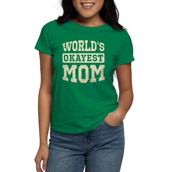 CafePress - Vintage World's Okayest Mom Women's Dark T Shirt - Women's Traditional Fit Dark T-Shirt