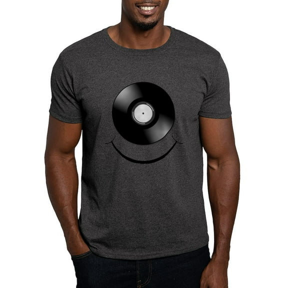 CafePress - Vinyl Smile Black Dark T Shirt - Men's Classic Graphic Cotton T-Shirt