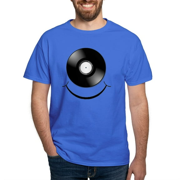 CafePress - Vinyl Smile Black Dark T Shirt - Men's Classic Graphic Cotton T-Shirt