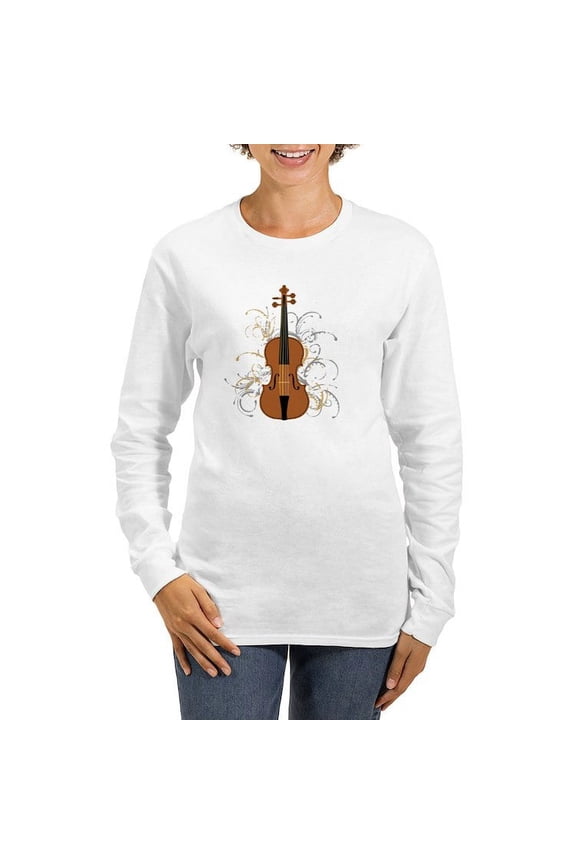 - Violin Swirls (For Dar Women's Long Sleeve T Shirt - Women's Long Sleeve Graphic Casual T-Shirt