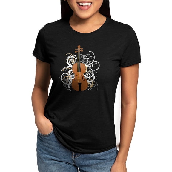 CafePress - Violin Swirls (For Dark C Womens Tri Blend T Shirt - Womens Tri-blend T-Shirt