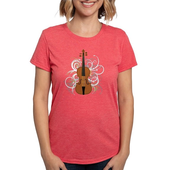 CafePress - Violin Swirls (For Dark C Womens Tri Blend T Shirt - Womens Tri-blend T-Shirt
