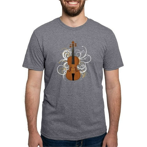 CafePress - Violin Swirls (For Dark Col Mens Tri Blend T Shirt - Mens Tri-blend T-Shirt