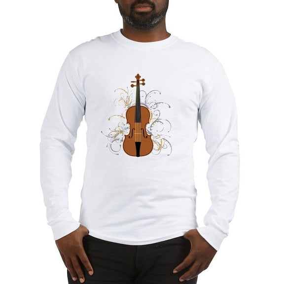 CafePress - Violin Swirls (For Dark Colour Long Sleeve T Shirt - Unisex Cotton Long Sleeve T-Shirt