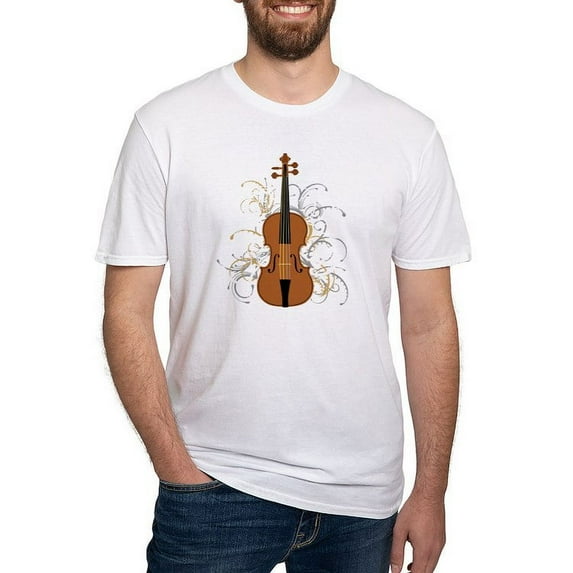 CafePress - Violin Swirls (For Dark Colours) Fitted T Shirt - Fitted T-Shirt, Vintage Fit Soft Cotton Tee