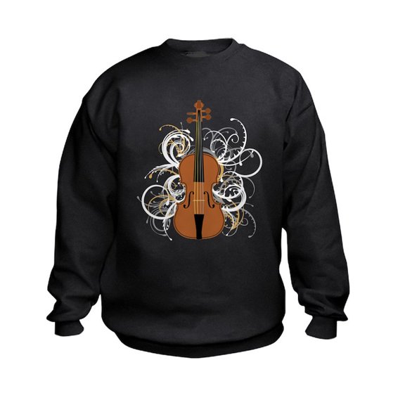 CafePress - Violin Swirls (For Dark Colours) Sweatshirt - Kids Sweatshirt, Youth Crew Neck Sweatshirt