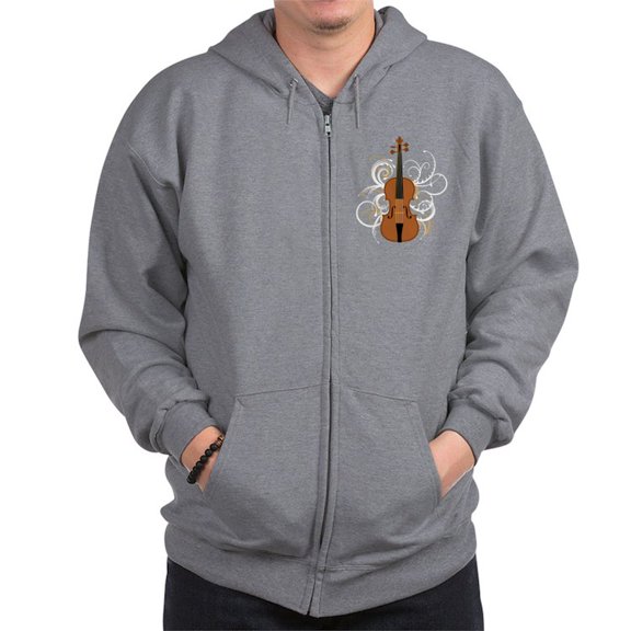 CafePress - Violin Swirls (For Dark Colours) Zip Hoodie - Zip Hoodie, Classic Hooded Sweatshirt with Metal Zipper