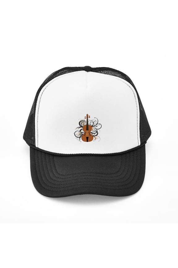 - Violin - Adjustable Unisex Printed Trucker Hat with Mesh Back