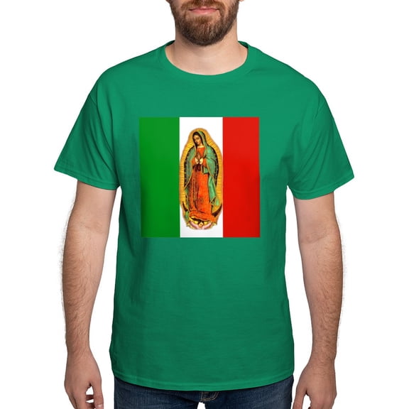 CafePress - Virgen De Guadalupe Mexican Flag Dark T Shirt - Men's Classic Graphic Cotton T-Shirt