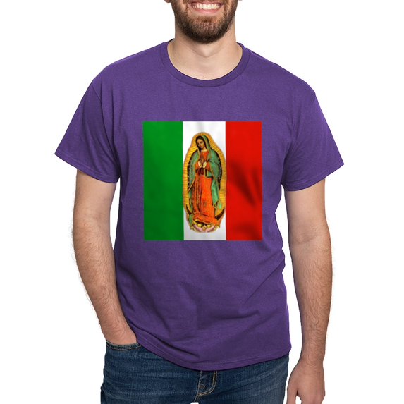 CafePress - Virgen De Guadalupe Mexican Flag Dark T Shirt - Men's Classic Graphic Cotton T-Shirt
