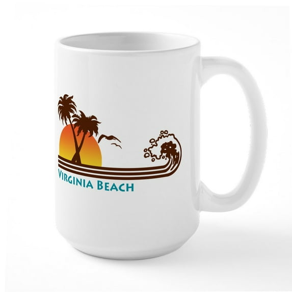 CafePress - Virginia Beach Large Mug - 15 oz Ceramic Large White Novelty Mug