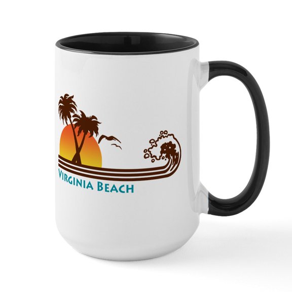 CafePress - Virginia Beach Large Mug - 15 oz Ceramic Large White Novelty Mug