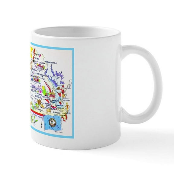 CafePress - Virginia Map Greetings Mug - 11 oz Ceramic Mug - Novelty Coffee Tea Cup