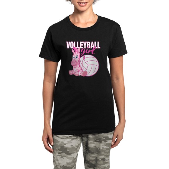 CafePress - Volleyball Girl Women's Dark Pajamas - Women's Short Sleeve Print T-Shirt and Pants Dark Cotton Pajama Set