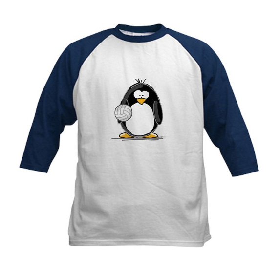 CafePress - Volleyball Penguin Kids Baseball Jersey - Kids Cotton Baseball Jersey, 3/4 Sleeve Shirt
