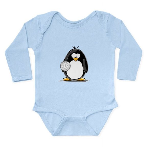 CafePress - Volleyball Penguin Long Sleeve Infant Bodysuit - Long Sleeve Cotton Baby Bodysuit