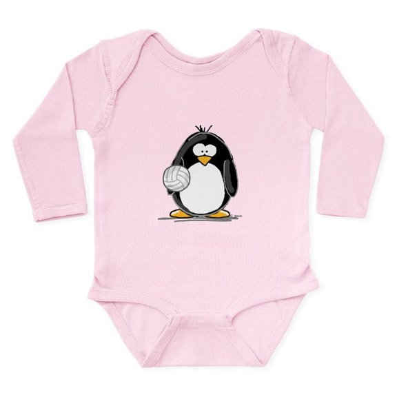 CafePress - Volleyball Penguin Long Sleeve Infant Bodysuit - Long Sleeve Cotton Baby Bodysuit